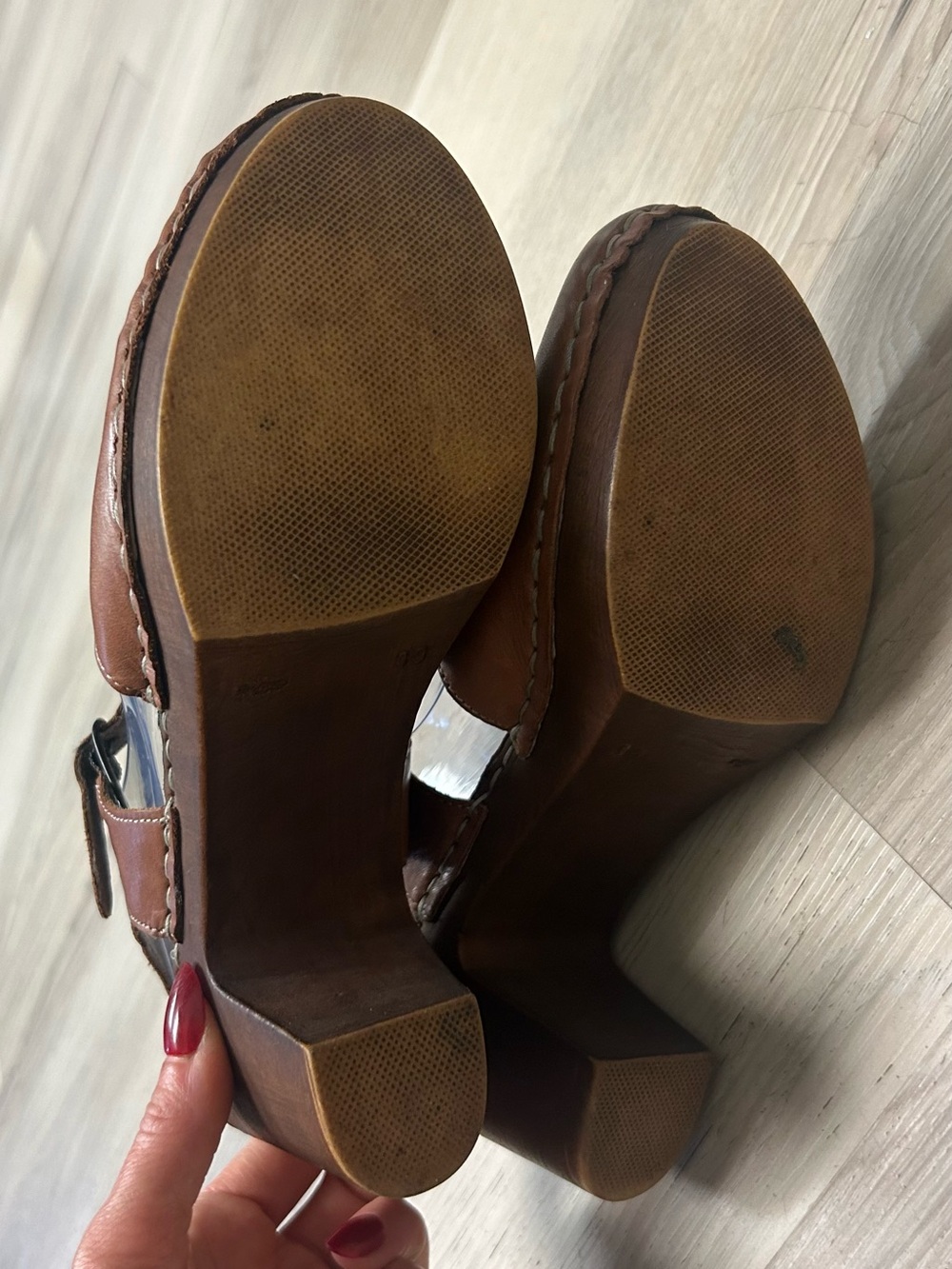 Spring Step Mary Jane Clogs Women 39 US 8.5 Brown Leather Heels Comfort Casual - Picture 9 of 12